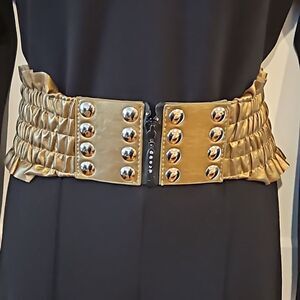 Metalic Gold Vintage Stretch Belt Waist 27"-32